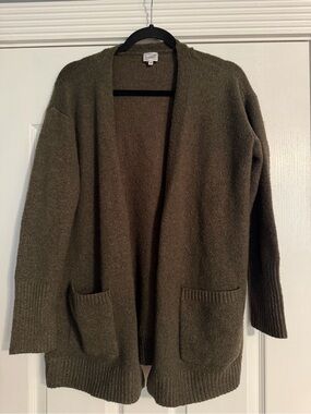 Cielo Olive Open-Front Pocketed Women's Cardigan